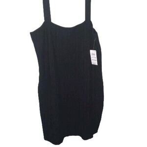 NWT Bar III Black Bodycon Sleeveless Ribbed Tank Dress Midi XL Capsule LBD